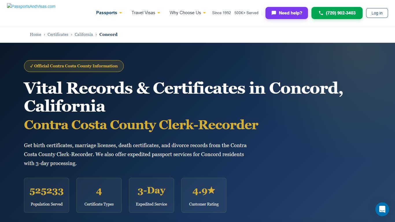 Birth, Marriage & Death Certificates in Concord, CA | Contra Costa County Vital Records