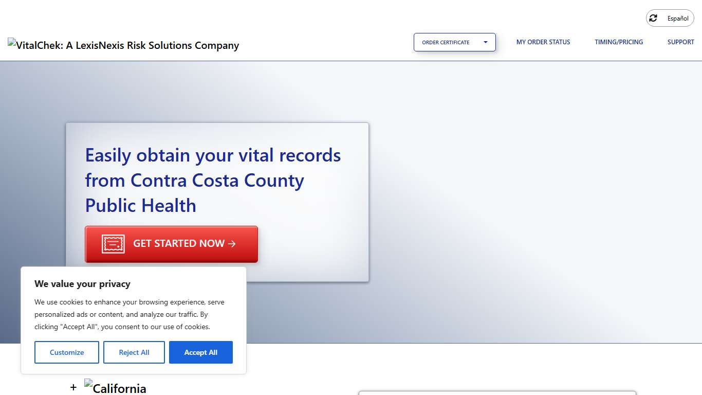 Contra Costa County Public Health (CA) | Order Certificates - VitalChek